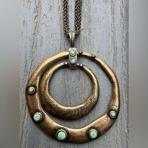 Bronze Butterfly with Blue Stones Pendant Necklace